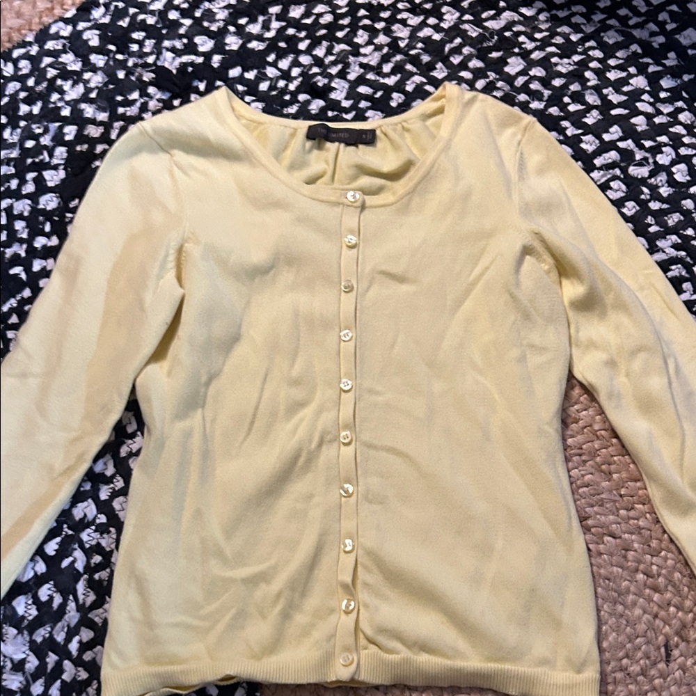 THE LIMITED Yellow Button-Up Cardigan
